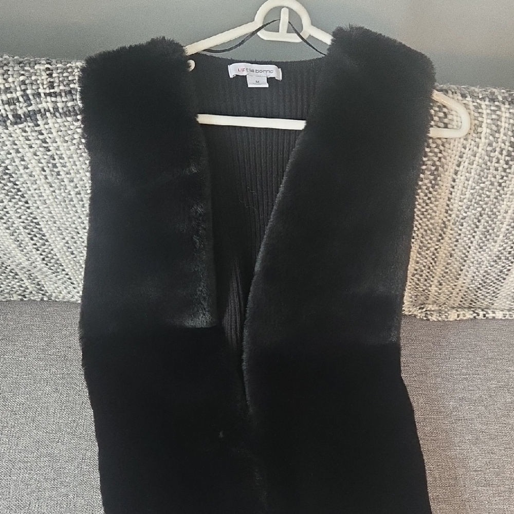 Liz Claiborne Classic Black Fur Vest